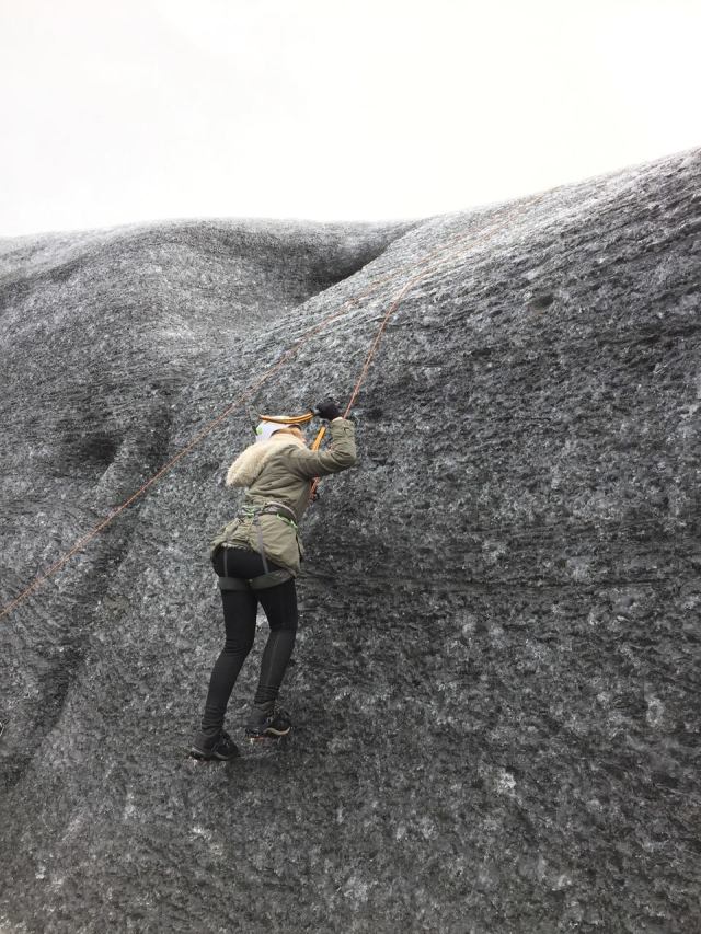 Ice wall climbing
