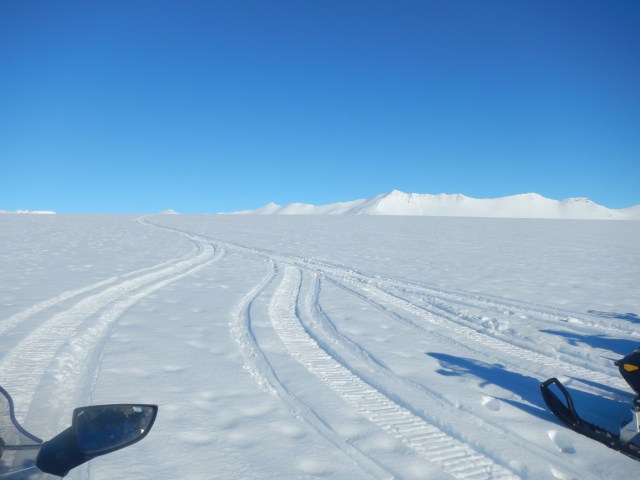 Snowmobiling on a glacier
