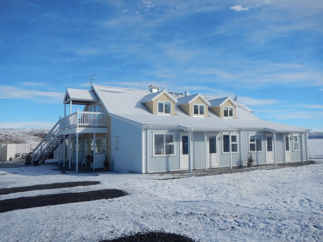 Hotel Laekur in the snow